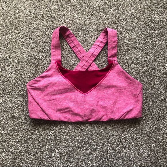 LULULEMON SPORTS BRA RED AND PINK CROSSBACK SIZE 8 - Picture 2 of 6